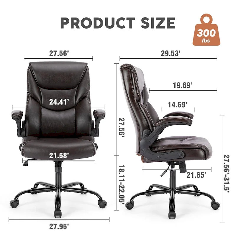 High-Back Ergonomic Office Chair with Flip-Up Armrests