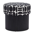 Storage Ottoman with Fabric Top – Black & White