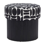 Storage Ottoman with Fabric Top – Black & White