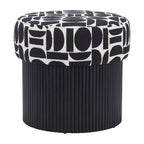 Storage Ottoman with Fabric Top – Black & White
