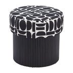 Storage Ottoman with Fabric Top – Black & White