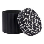 Storage Ottoman with Fabric Top – Black & White