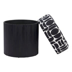 Storage Ottoman with Fabric Top – Black & White