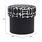 Storage Ottoman with Fabric Top – Black & White