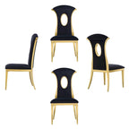 Black Velvet Dining Chairs with Gold-Tone Steel Legs