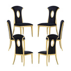 Black Velvet Dining Chairs with Gold-Tone Steel Legs