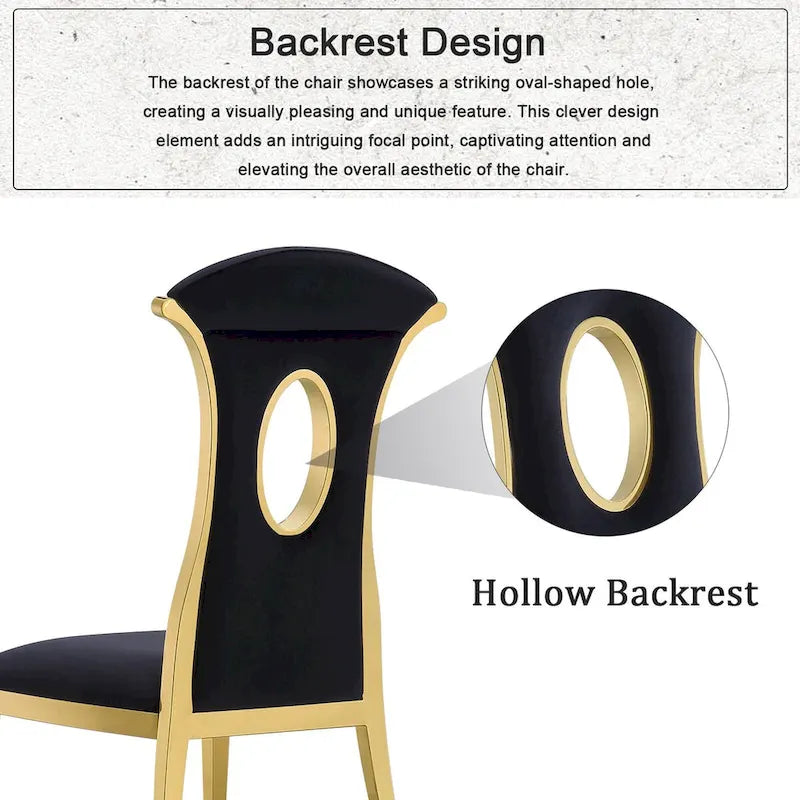 Black Velvet Dining Chairs with Gold-Tone Steel Legs
