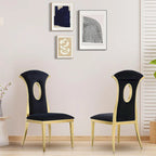 Black Velvet Dining Chairs with Gold-Tone Steel Legs