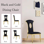 Black Velvet Dining Chairs with Gold-Tone Steel Legs