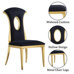 Black Velvet Dining Chairs with Gold-Tone Steel Legs
