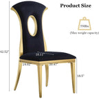 Black Velvet Dining Chairs with Gold-Tone Steel Legs