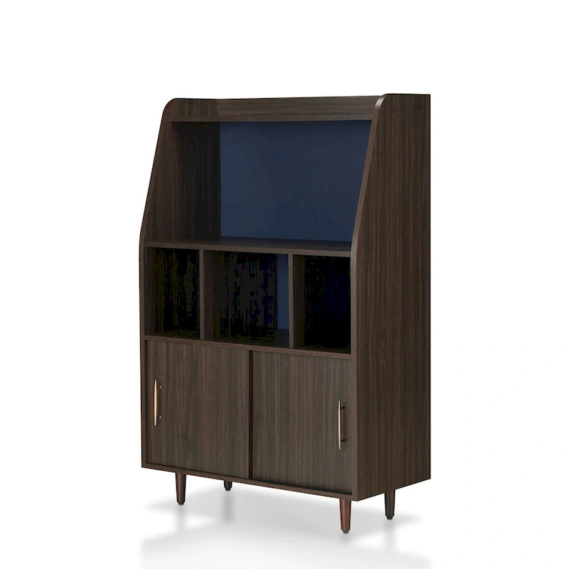 Contemporary Brown Multi-Storage Buffet with Wenge Finish