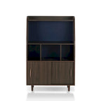 Contemporary Brown Multi-Storage Buffet with Wenge Finish