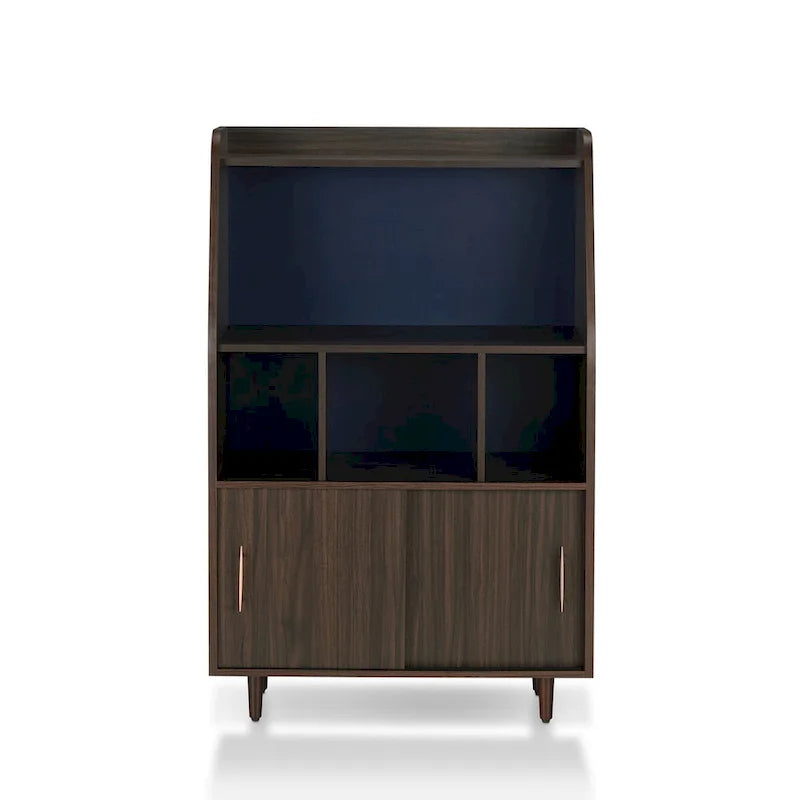 Contemporary Brown Multi-Storage Buffet with Wenge Finish