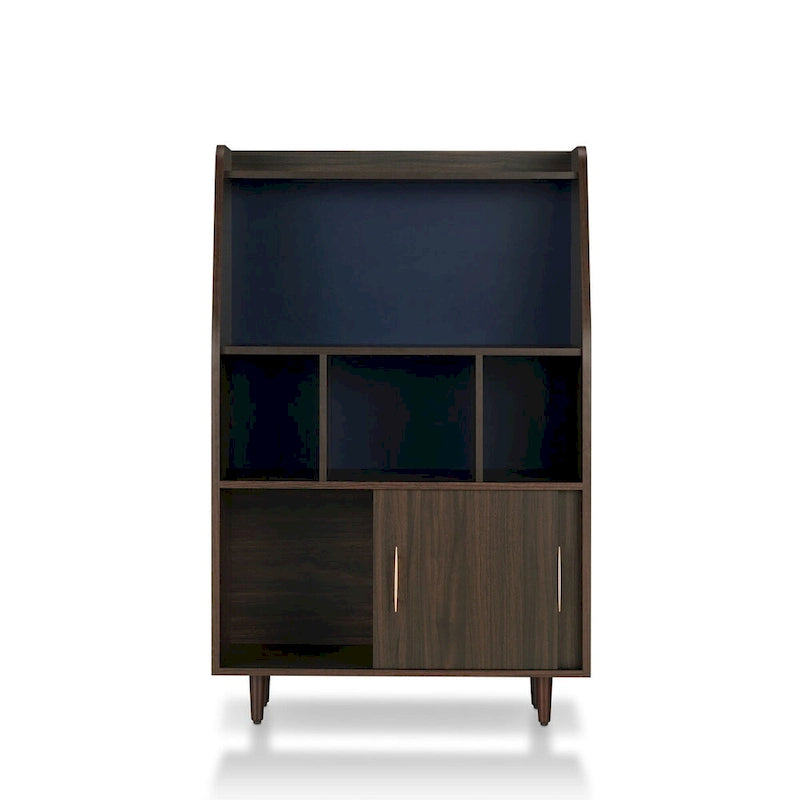 Contemporary Brown Multi-Storage Buffet with Wenge Finish