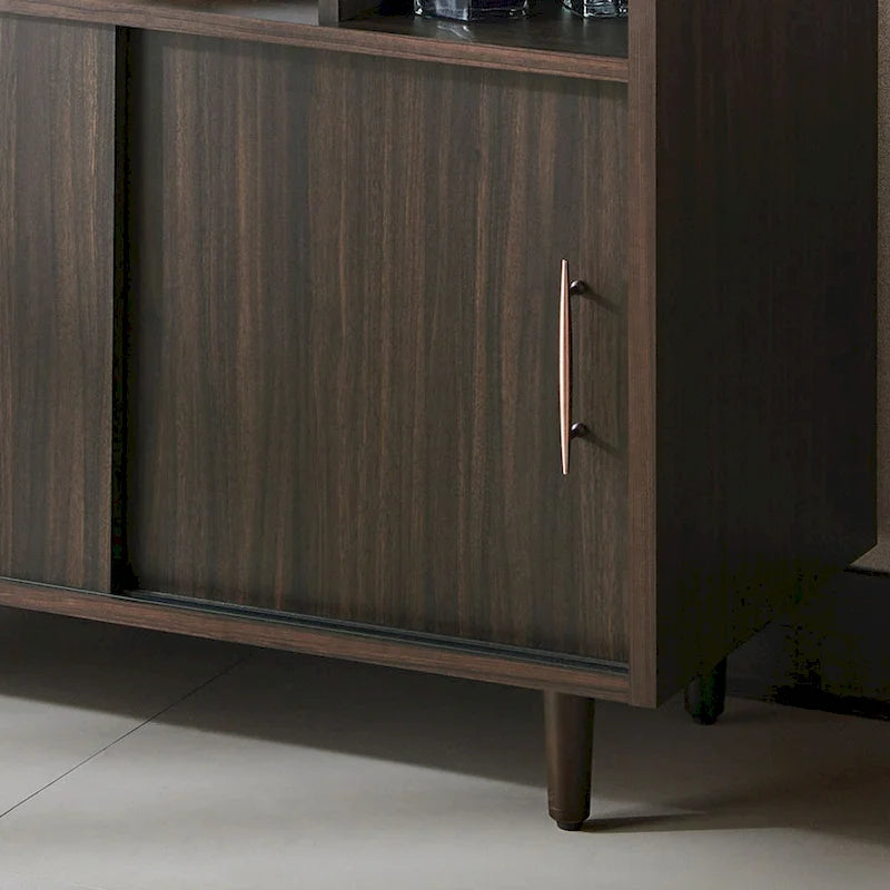 Contemporary Brown Multi-Storage Buffet with Wenge Finish