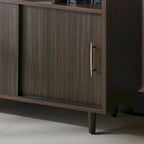 Contemporary Brown Multi-Storage Buffet with Wenge Finish