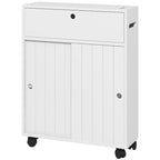 Slim Bathroom Storage Cabinet with Rolling Wheels and Paper Holes