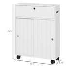 Slim Bathroom Storage Cabinet with Rolling Wheels and Paper Holes