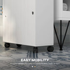 Slim Bathroom Storage Cabinet with Rolling Wheels and Paper Holes