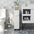 Slim Bathroom Storage Cabinet with Rolling Wheels and Paper Holes
