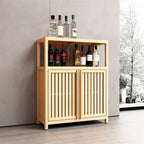 Bamboo Storage Cabinet with Multiple Shelves