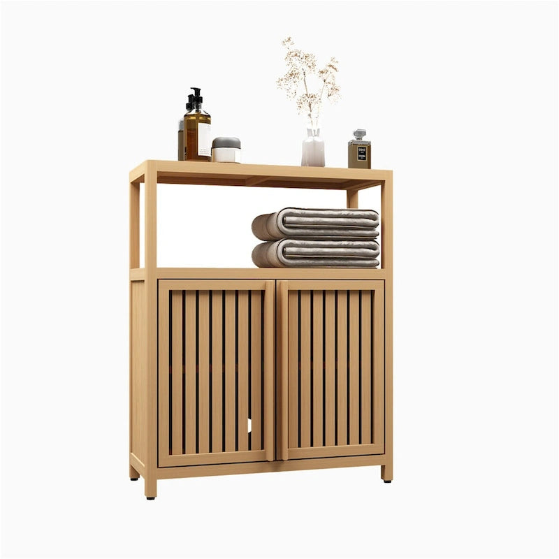Bamboo Storage Cabinet with Multiple Shelves