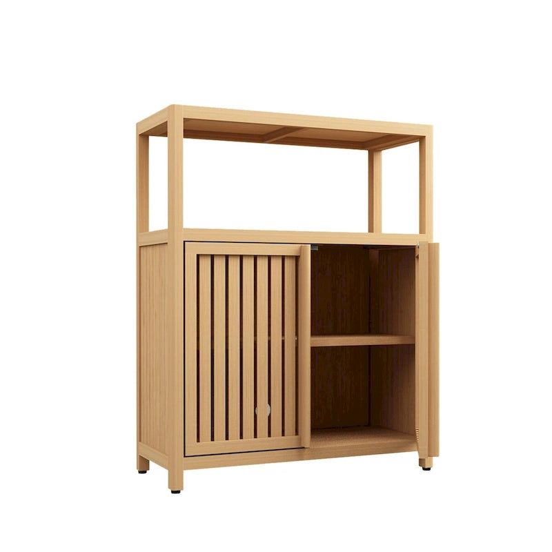 Bamboo Storage Cabinet with Multiple Shelves