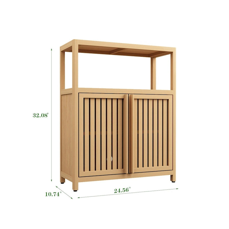 Bamboo Storage Cabinet with Multiple Shelves