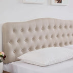 Upholstered King Headboard with Adjustable Height, Button Diamond Tufted, Linen Fabric