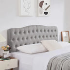 Upholstered King Headboard with Adjustable Height, Button Diamond Tufted, Linen Fabric