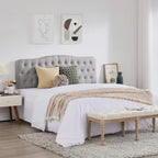 Upholstered King Headboard with Adjustable Height, Button Diamond Tufted, Linen Fabric