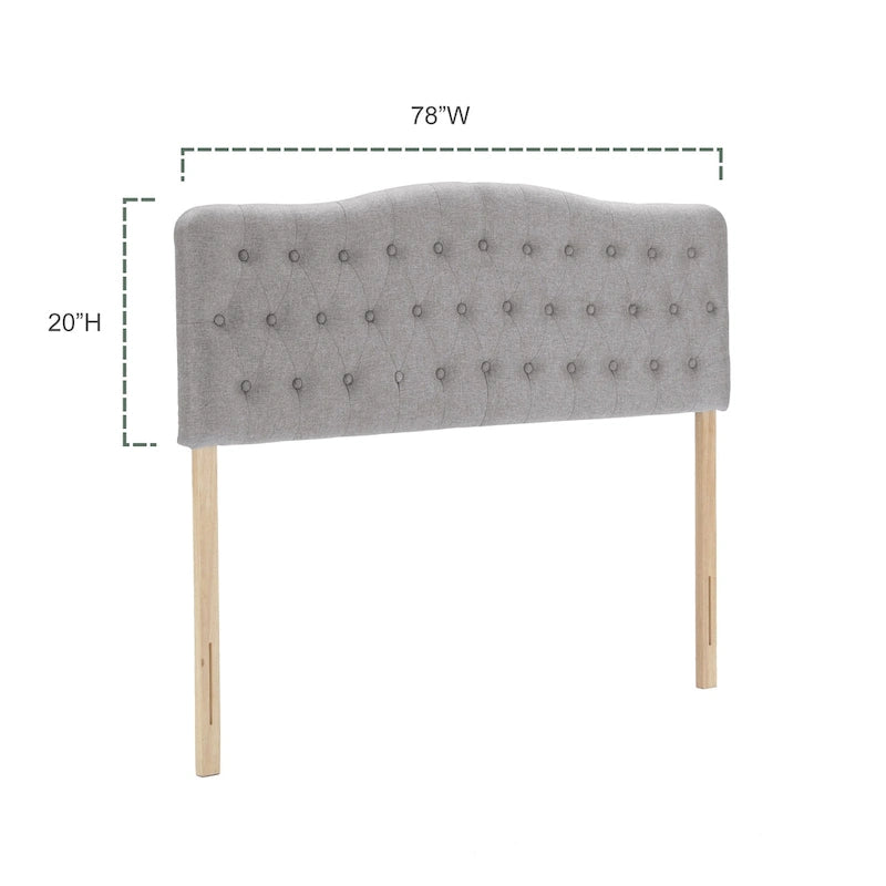 Upholstered King Headboard with Adjustable Height, Button Diamond Tufted, Linen Fabric