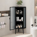 3-Tier Corner Cabinet with Glass Door