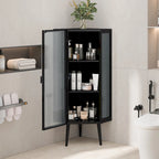 3-Tier Corner Cabinet with Glass Door