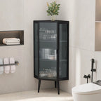 3-Tier Corner Cabinet with Glass Door