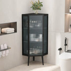 3-Tier Corner Cabinet with Glass Door
