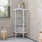 3-Tier Corner Cabinet with Glass Door