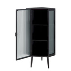 3-Tier Corner Cabinet with Glass Door