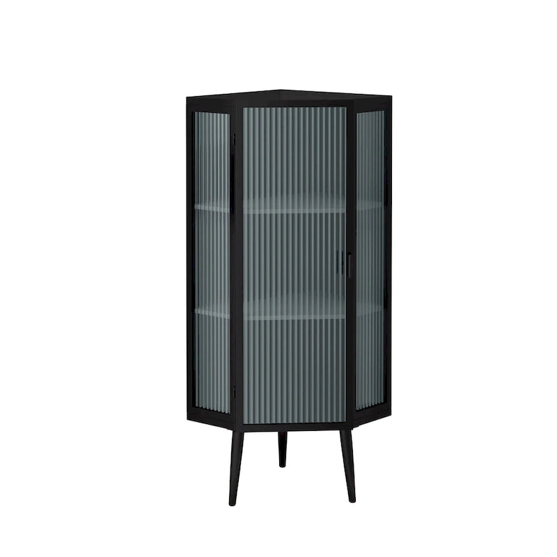 3-Tier Corner Cabinet with Glass Door