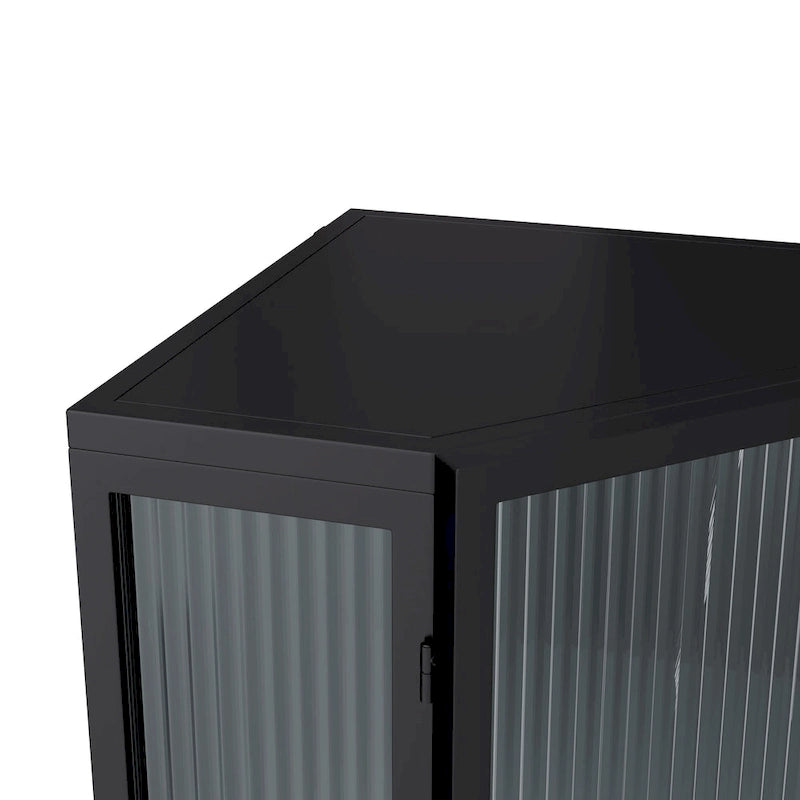 3-Tier Corner Cabinet with Glass Door