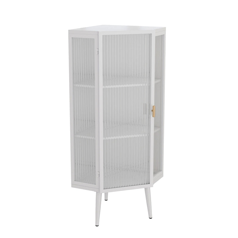 3-Tier Corner Cabinet with Glass Door