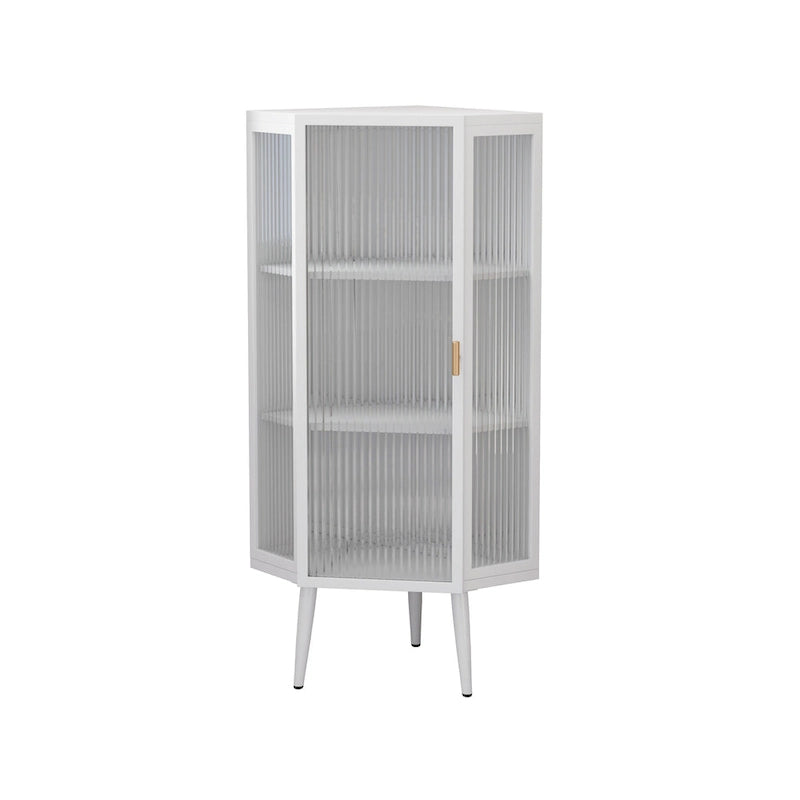 3-Tier Corner Cabinet with Glass Door