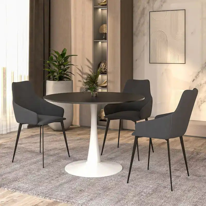 40-Inch Round Dining Table with MDF Top and Steel Base