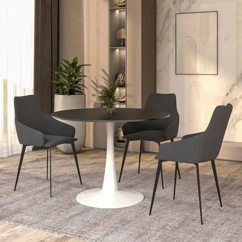 40-Inch Round Dining Table with MDF Top and Steel Base