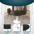40-Inch Round Dining Table with MDF Top and Steel Base