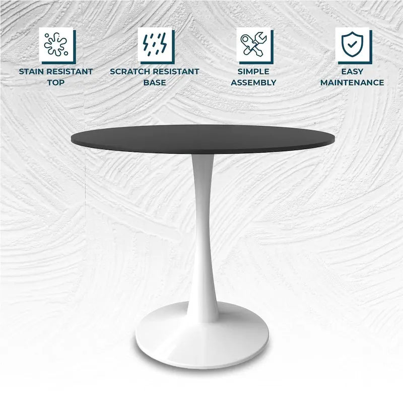 40-Inch Round Dining Table with MDF Top and Steel Base