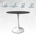 40-Inch Round Dining Table with MDF Top and Steel Base