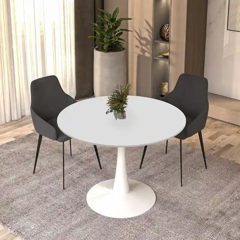 40-Inch Round Dining Table with MDF Top and Steel Base