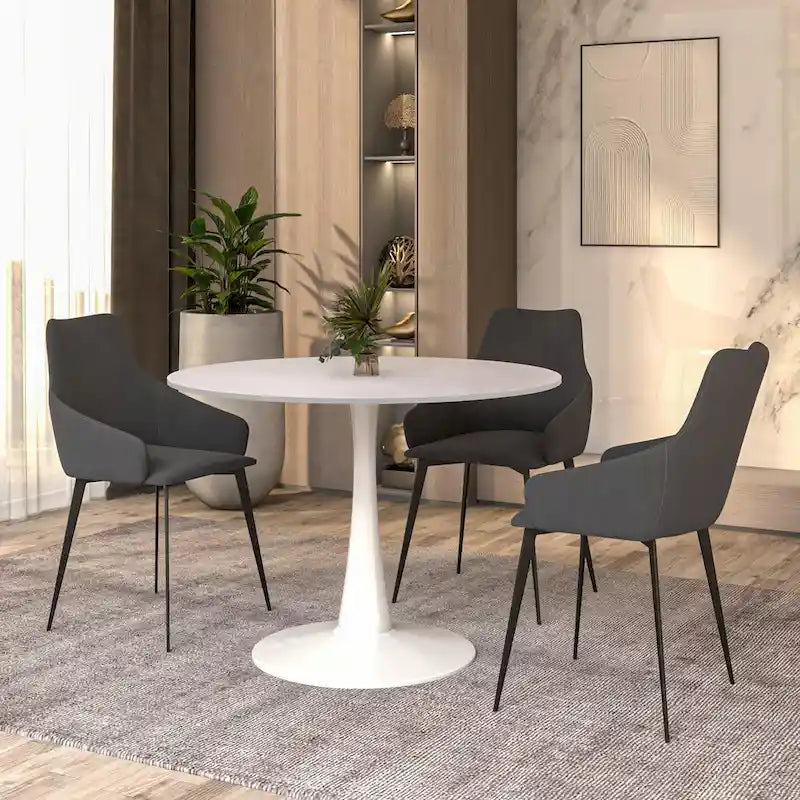40-Inch Round Dining Table with MDF Top and Steel Base